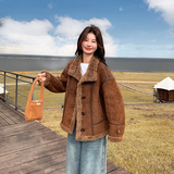【现货数据好】新品羊羔毛皮毛一体保暖外套2C285-2617-P215-K318，女装短外套，2C285