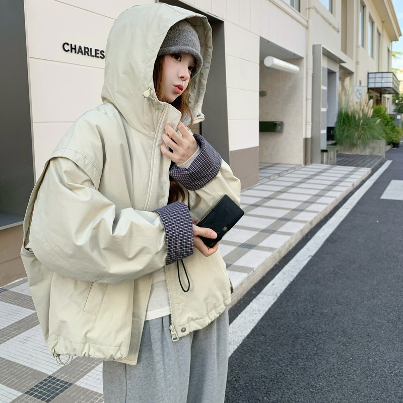 【新品】格子撞色龟背派克羽绒服(90绒)2C016-9045-P285-K418,女装羽绒服,2C016