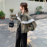 大量现货蕾丝拼接撞色立领短款外套5865-P150-K218，女装短外套，2C159