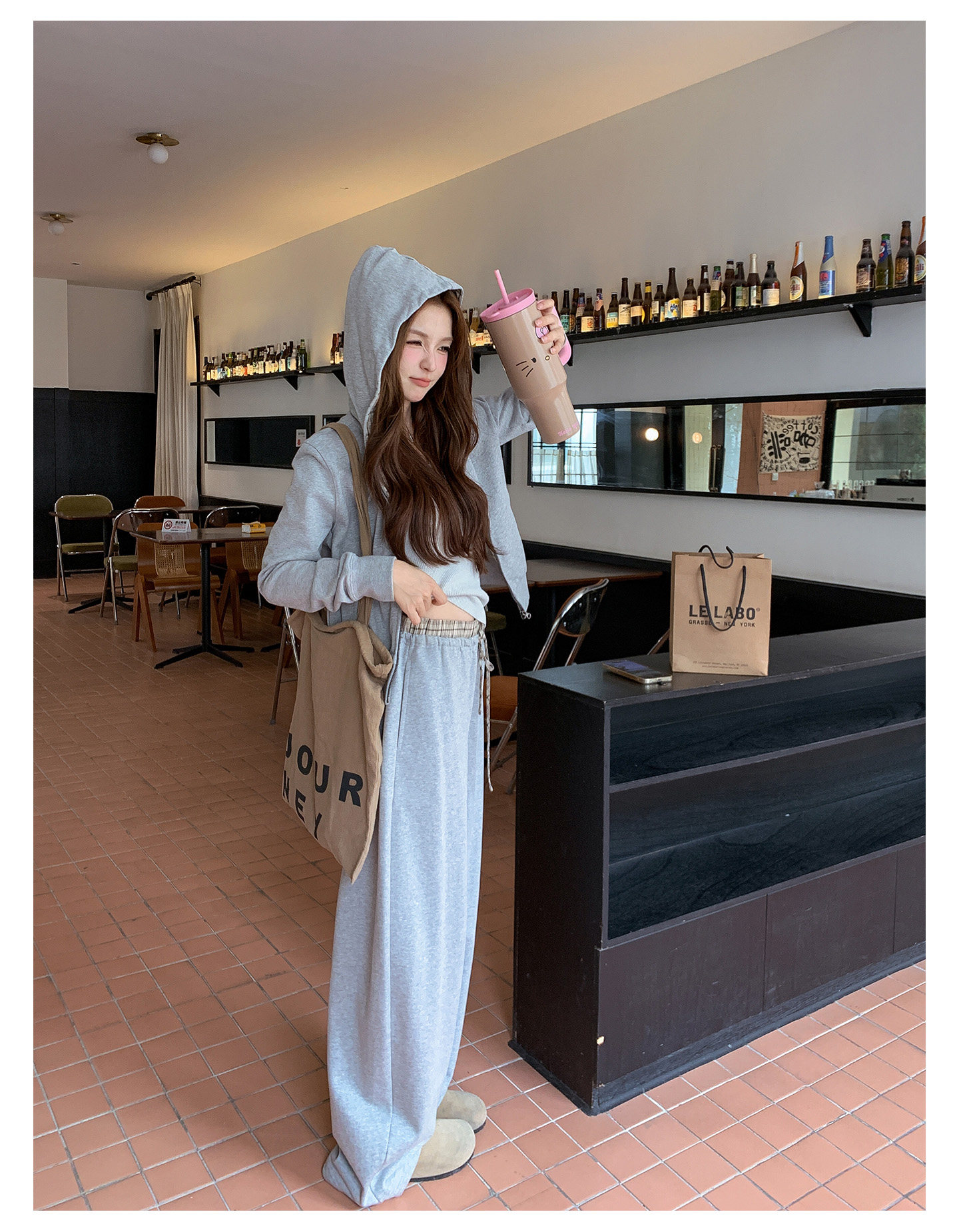 【新款流量好】灰色拼接格子卫衣休闲套装088-7755P185K258,女装套装/套裙,2C088
