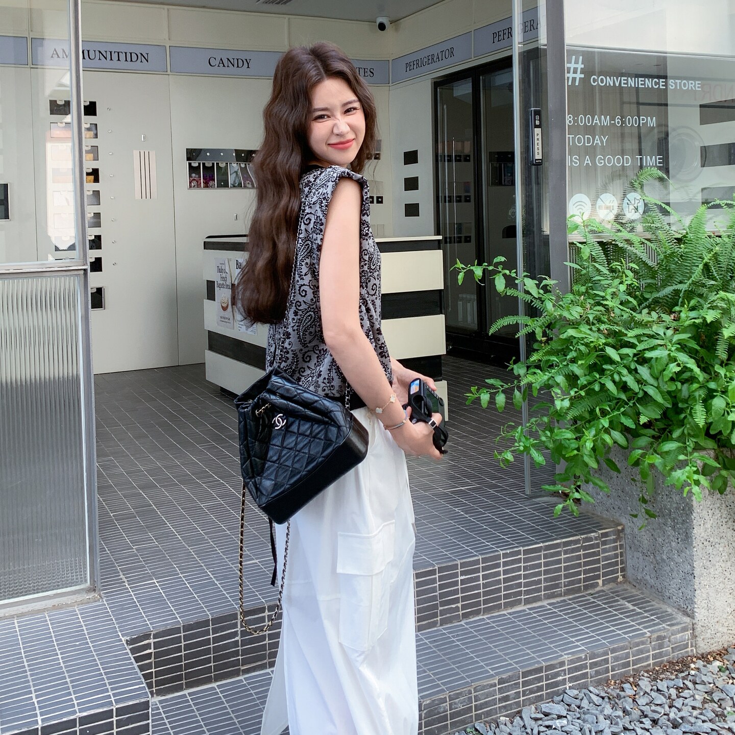 韩系设计感复古印花T恤套装裙女2025夏新款高腰显瘦半身裙两件套,女装套装/套裙,2C166