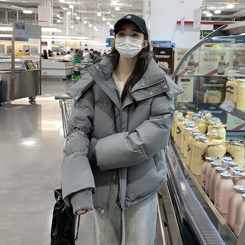 连帽羽绒服女2024冬季新款韩版时尚学生设计感小众加厚白鸭绒外套,女装羽绒服,2C196