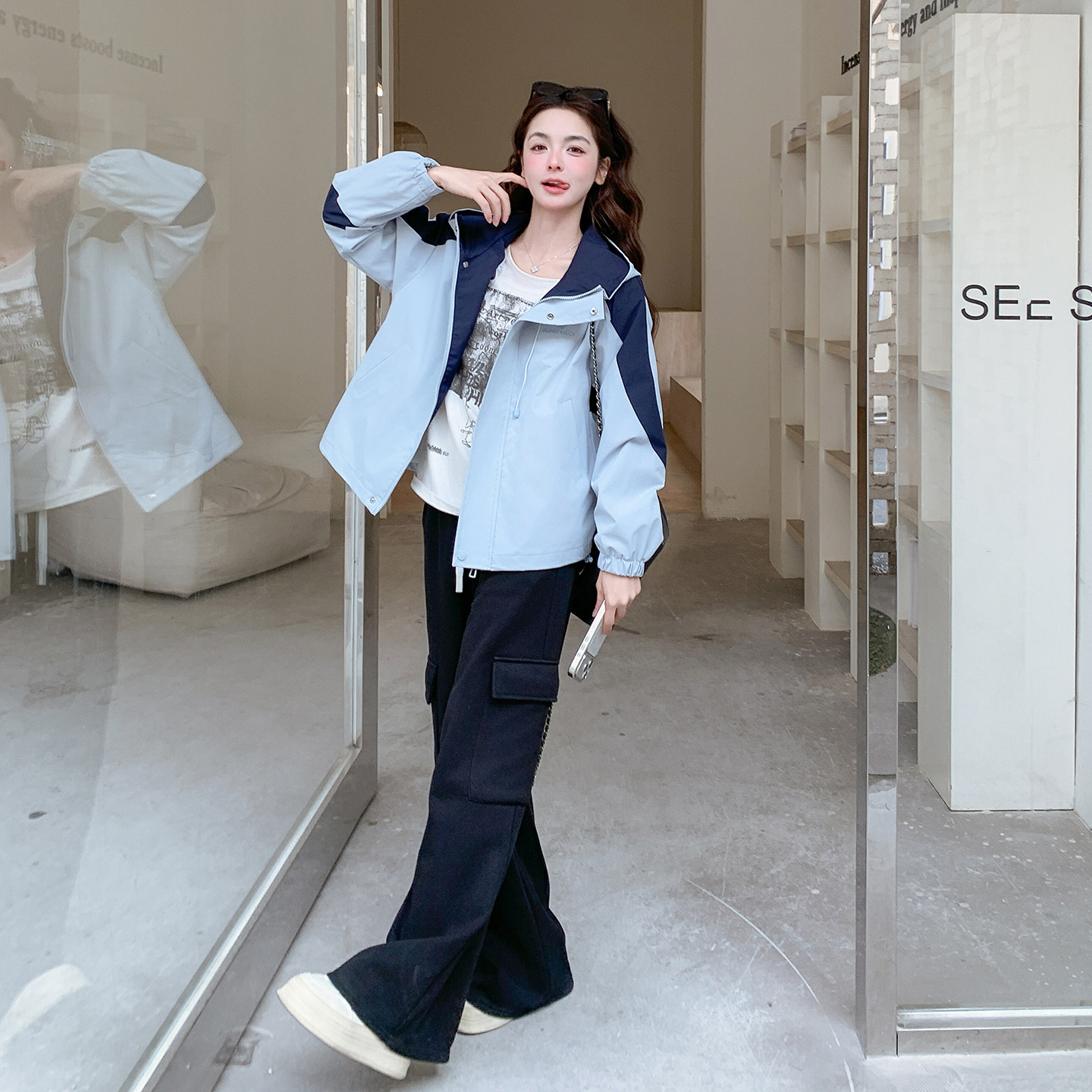 现货！现货！2026年春季新款减龄百搭宽松短款外套女,女装短外套,2C306