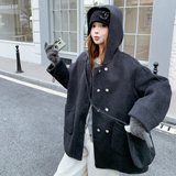 现货韩系学院风连帽双面羊毛大衣外套女2C325-567P275K398送包包，女装毛呢外套，2C325