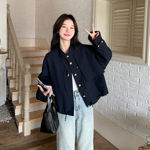通勤风立领短外套女宽松工装夹克小个子外套2B235-9112-P155-K218图片