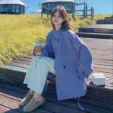 韩系休闲紫色西装风衣外套女春秋2025新款小个子流行爆款超火大衣，女装风衣，2D008