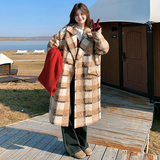 现货2D078-W6727-P195K328圈圈呢加棉格纹呢大衣，女装毛呢外套，2D078