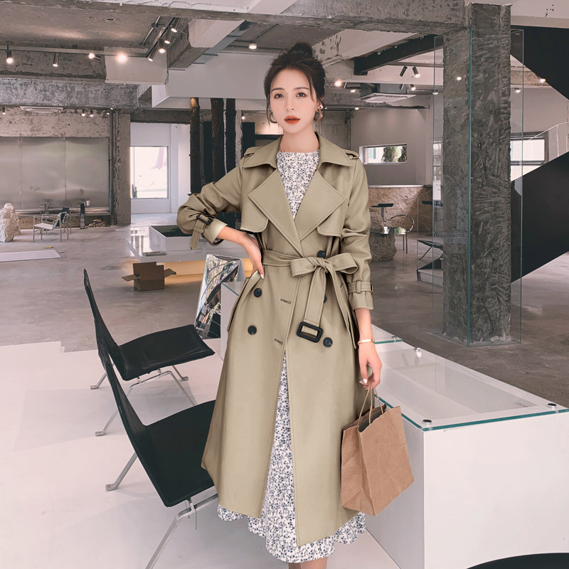 长款中长款长袖丝光华丽缎面风衣外套显瘦女装春秋春秋显瘦时尚,女装风衣,2C126