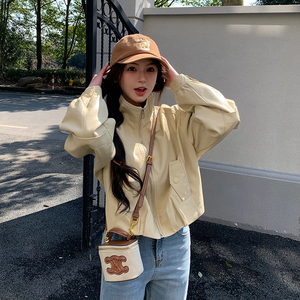酷飒风蓝色短款机车服外套女春秋2025超火好看高级小众皮夹克上衣图片