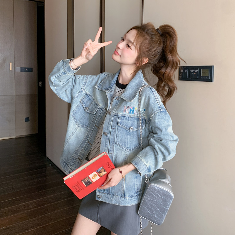 复古美式牛仔短外套女春秋2025超火好看高级小众减龄工装夹克上衣图片