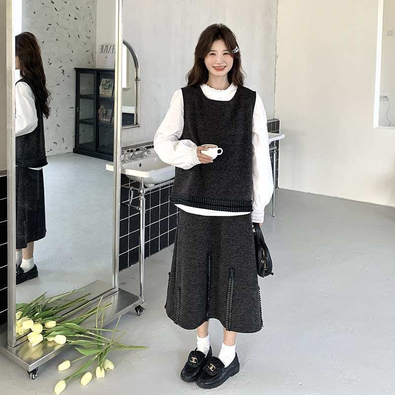 立体拼接套装裙女春秋三件套高级感流行超火ootd韩系超好看氛围感,女装套装/套裙,2C135