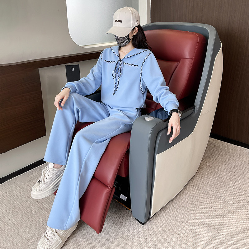 盐系洋气炸街小香风卫衣阔腿裤两件套,女装套装/套裙,2C310