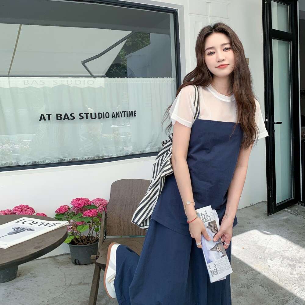 好数据现货短袖拼接吊带裙假两件连衣裙2C259-7725-P155-K228,女装连衣裙,2C259