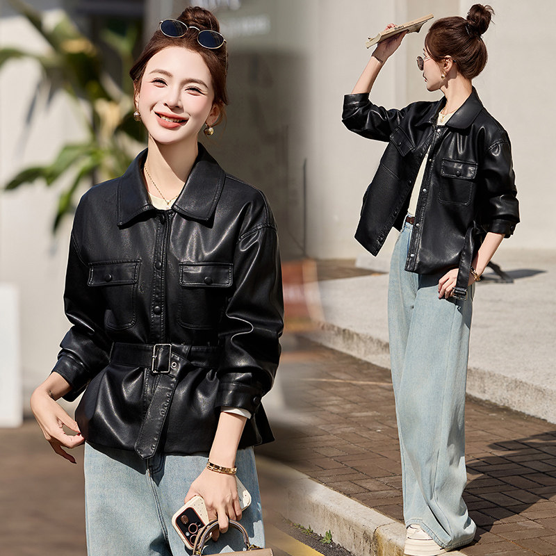 【新品】休闲款皮衣外套女短款减龄皮夹克1C115-2516-P130-K228图片