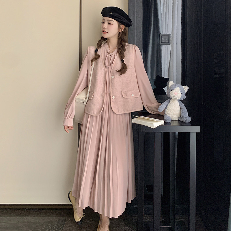【现货】新款2025春装小香风马甲两件套连衣裙P145  K198图片