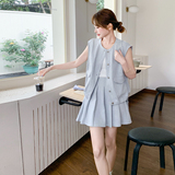 现:夏装新款法式复古马甲上衣＋百褶裙三件套2C135-6898P145K218，女装套装/套裙，2C135