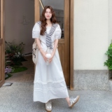 条纹披肩衬衫半身裙套装女夏2025新款学院风两件套小众不撞款设计，女装套装/套裙，2C325