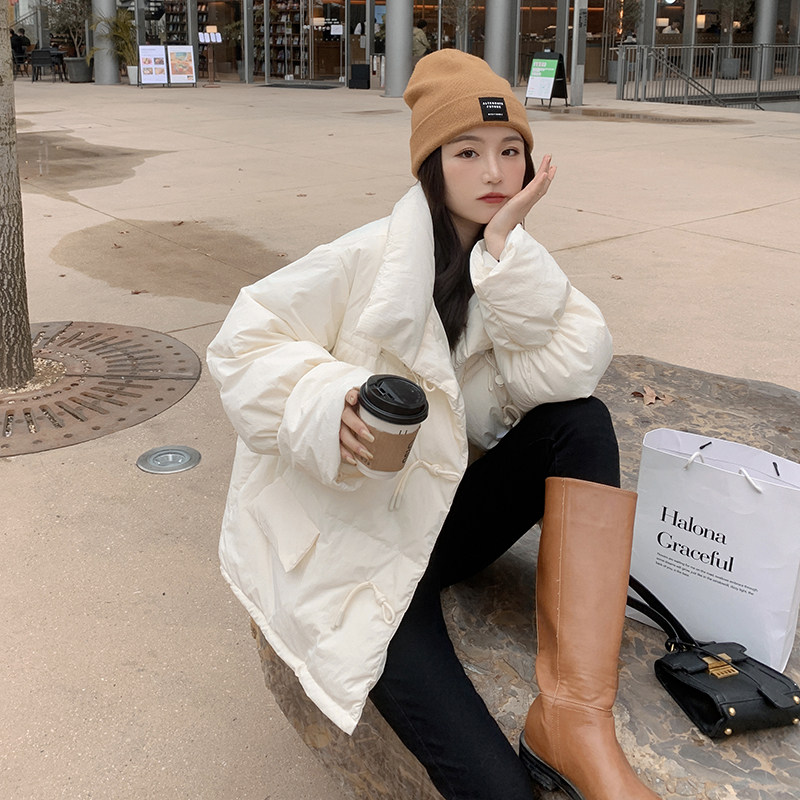 粉色牛角扣羽绒服女2025冬季新款韩系温柔风小个子短款白鸭绒外套,女装短外套,2C177