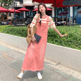 粉色洋气减龄工装背带裙女2025夏季新款韩版宽松小个子连衣裙长裙，女装连衣裙，2C177