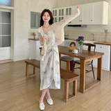 【现货】2025夏装新款轻风印花吊带裙+防晒开衫套装裙，女装连衣裙，先锋丽姿