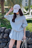 蓝色休闲时尚套装女夏季2025新款韩版长袖防晒衣花苞半身裙两件套，女装套装/套裙，2C135