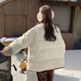韩系chic立领泡芙羽绒服女2025冬季新款加厚面包服外套高级小众，女装羽绒服，2B237
