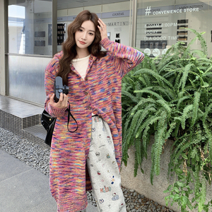 甜美粉色連帽針織上衣碎花休閑褲套裝女春秋ootd減齡兩件套巨好看圖片