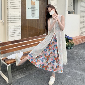 法式罩衫连衣裙套装女气质2025夏季新款镂空时尚宽松背心两件套图片