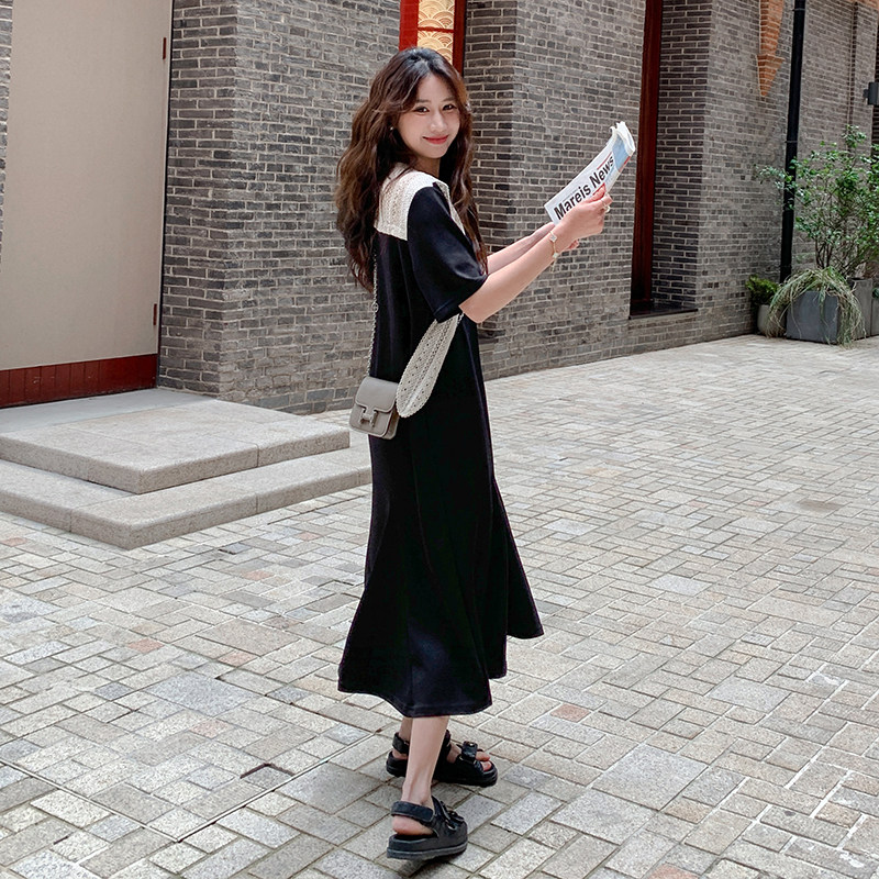 法式盐系减龄披肩连衣裙女2025夏季新款韩版宽松显瘦甜美T恤长裙,女装连衣裙,2C087