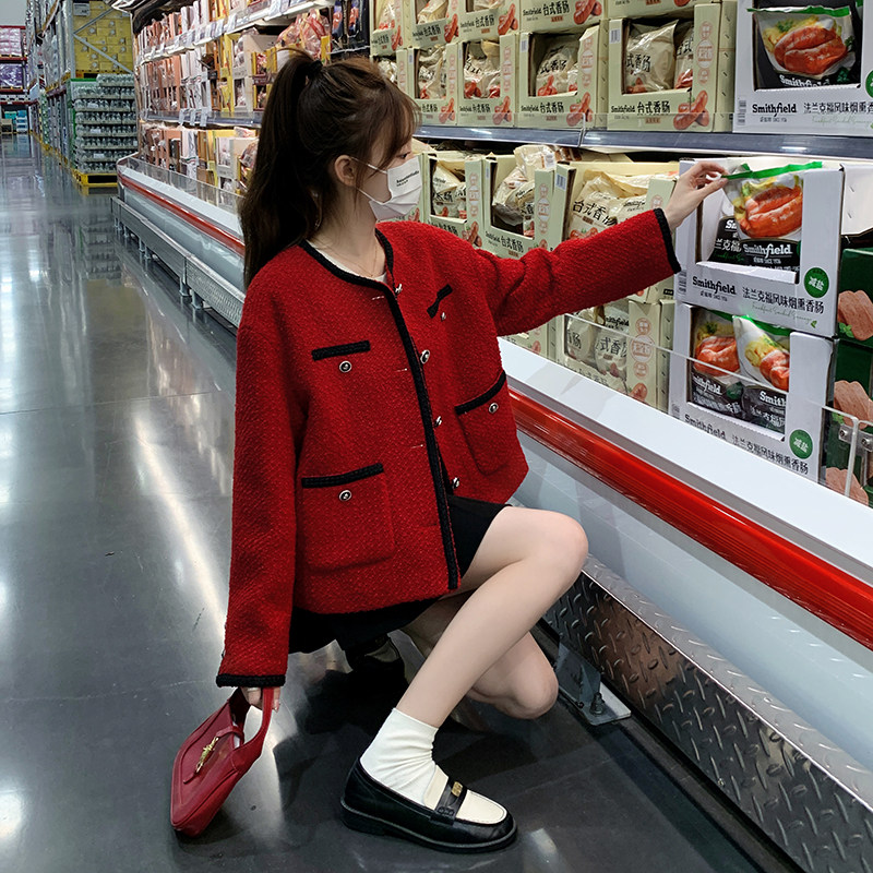 【24新春款现货】新年红喜气洋洋小香外套088-8823p145控198,女装短外套,2C088