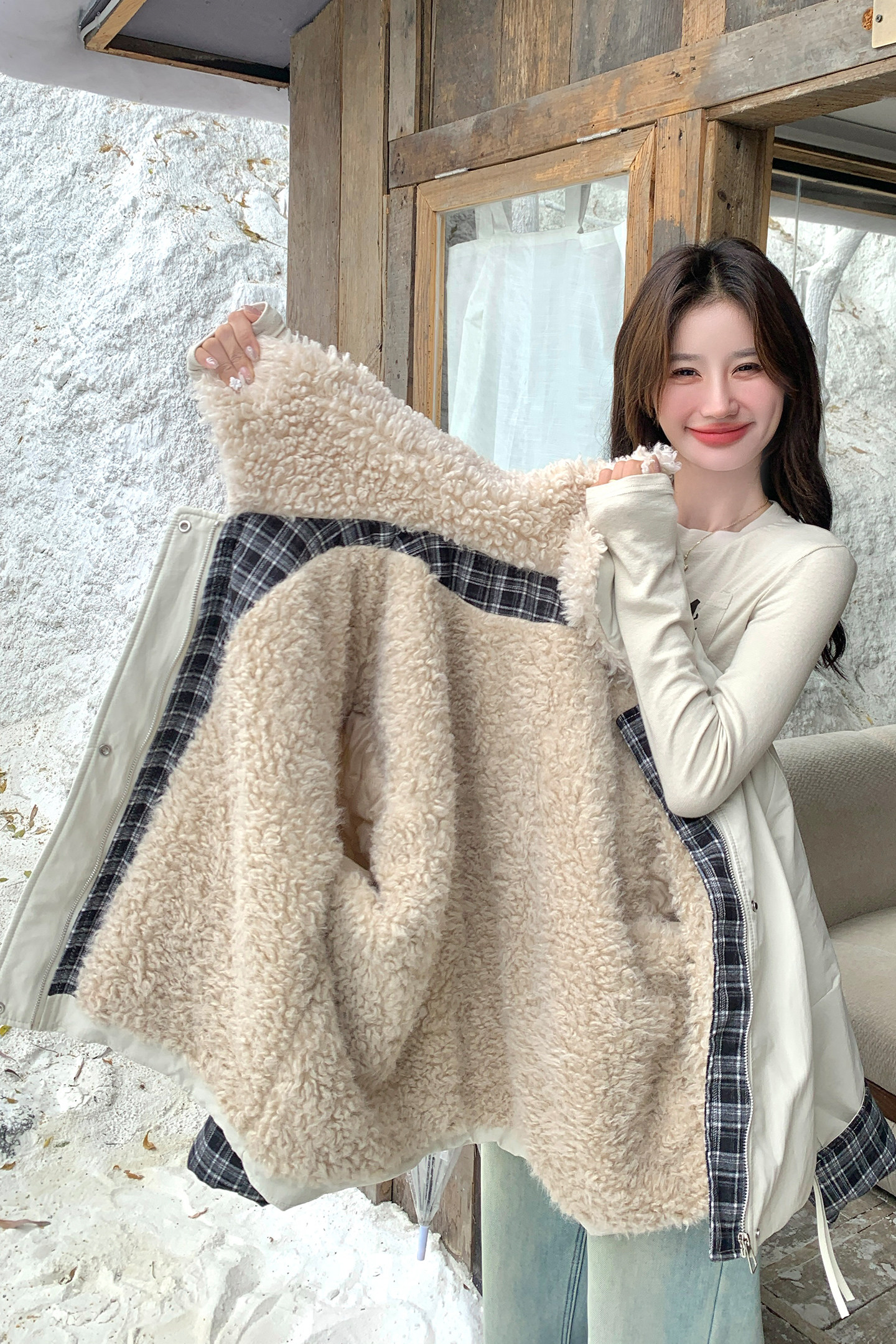 现货！！2025冬季新款羊羔毛加绒加厚派克服外套2C306-P215-K298,女装棉衣/棉服,2C306
