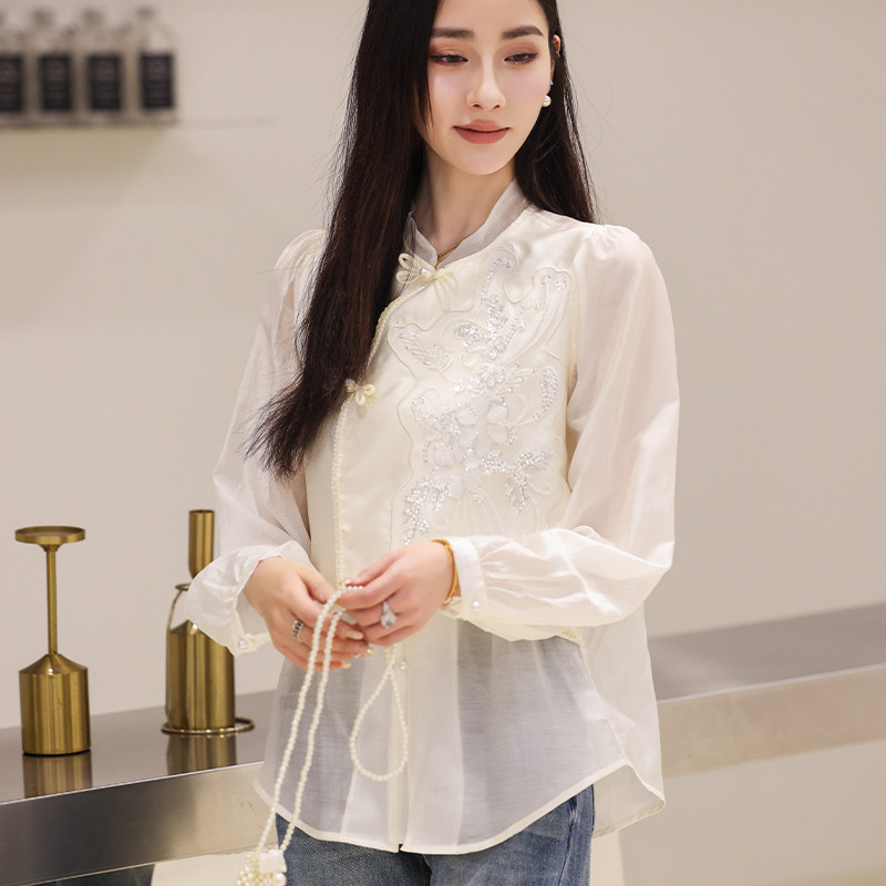 天丝刺绣钉珠长袖秋装新款衬衫2C091-25013p174k279,女装衬衫,2C091