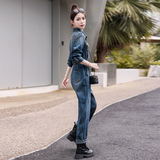 （现货）2025春装新款时尚休闲复古色工装肩章牛仔连体裤，女装连体裤，1D060