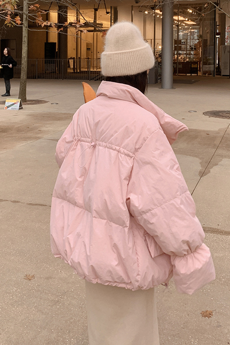 粉色牛角扣羽绒服女2025冬季新款韩系温柔风小个子短款白鸭绒外套,女装短外套,2C177