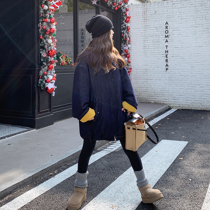 现货有买家秀牛仔拼接90绒牛仔羽绒服2C098-8637P265K398,女装羽绒服,2C098