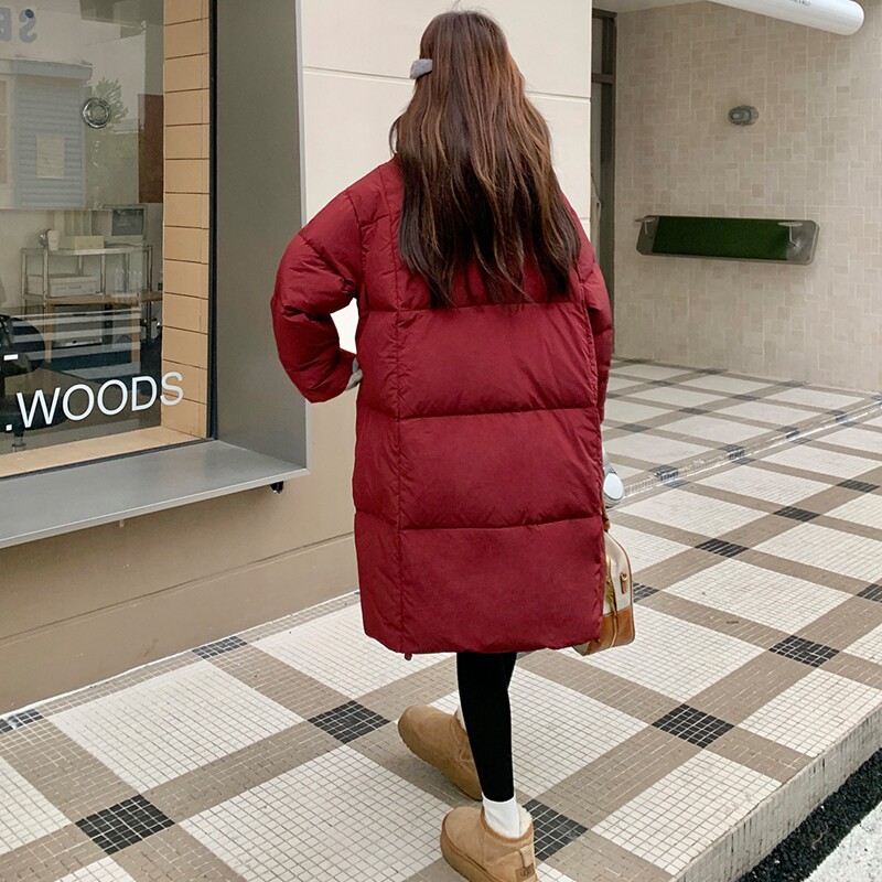 爆款炸街红色羽绒棉服女2025冬季新款港风气质过膝加厚保暖外套潮,女装羽绒服,2C139