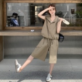 时尚套装夏季中长款韩版休闲薄款百搭显瘦西装炸街网红休闲百搭，女装套装/套裙，2C212