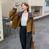 连帽外套短款宽松休闲设计感2025年秋季新款时尚女冲锋衣，女装短外套，2C117