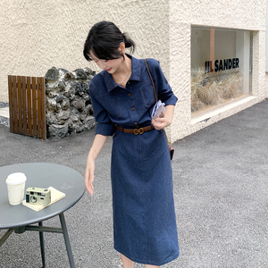 轻职场通勤风白色衬衫连衣裙女春秋超火好看高级独特漂亮气质长裙图片