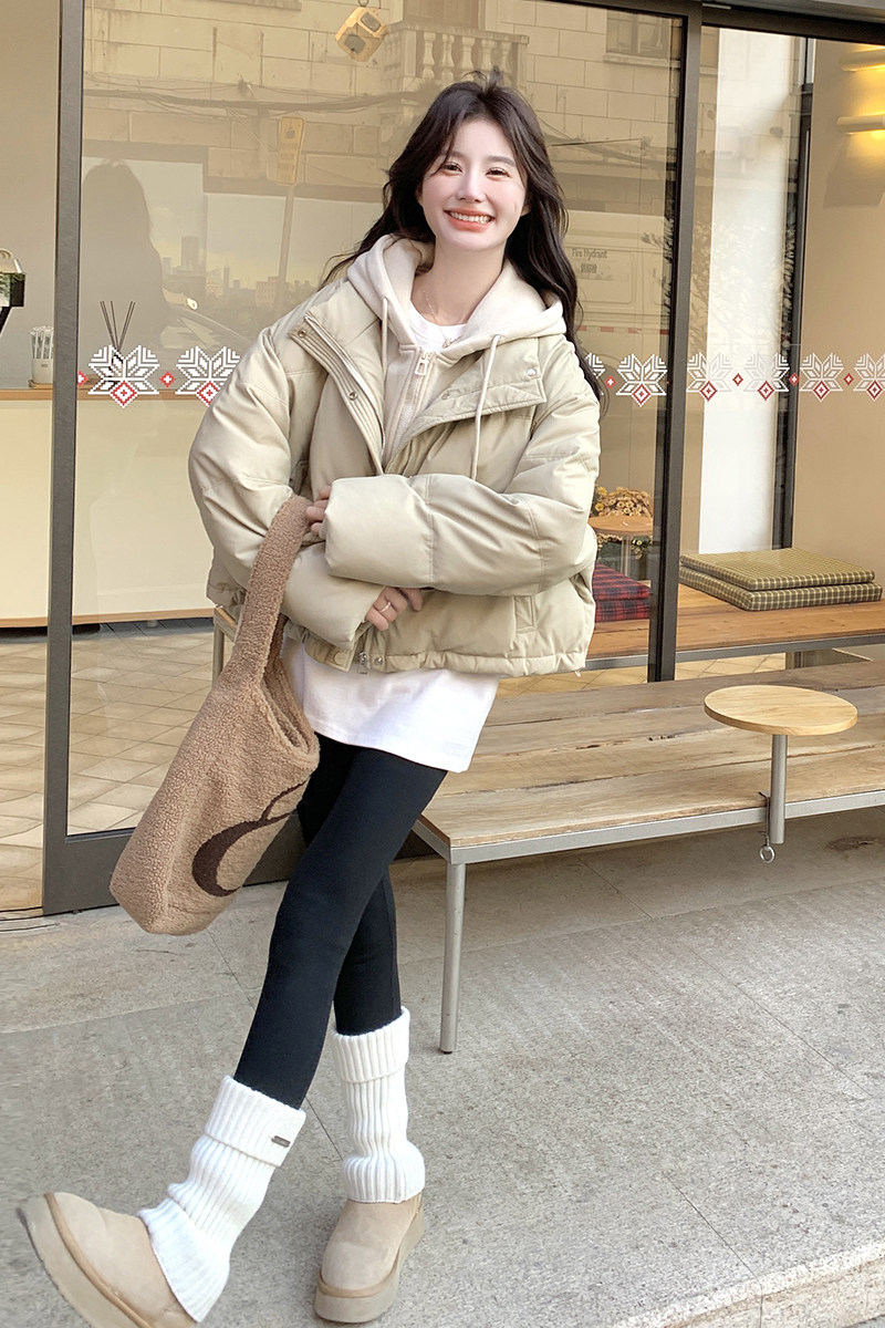 冬季韩系撞色连帽假两件小个子面包服羽绒服皮外套女6117P255K378,女装羽绒服,2C166