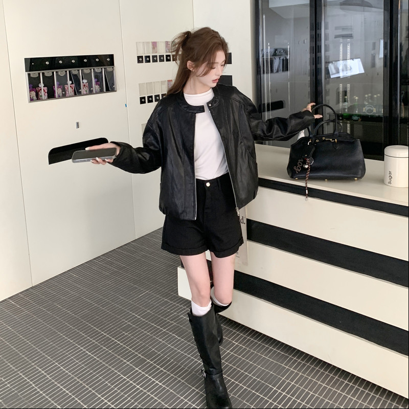 26春新短款长袖立领皮衣外套2C215-P155-K248,女装皮衣,2C215