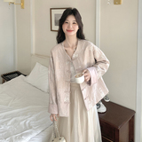 粉色新中式国风刺绣短外套女2025春季新款独特超好看气质圆领上衣，女装短外套，2C217