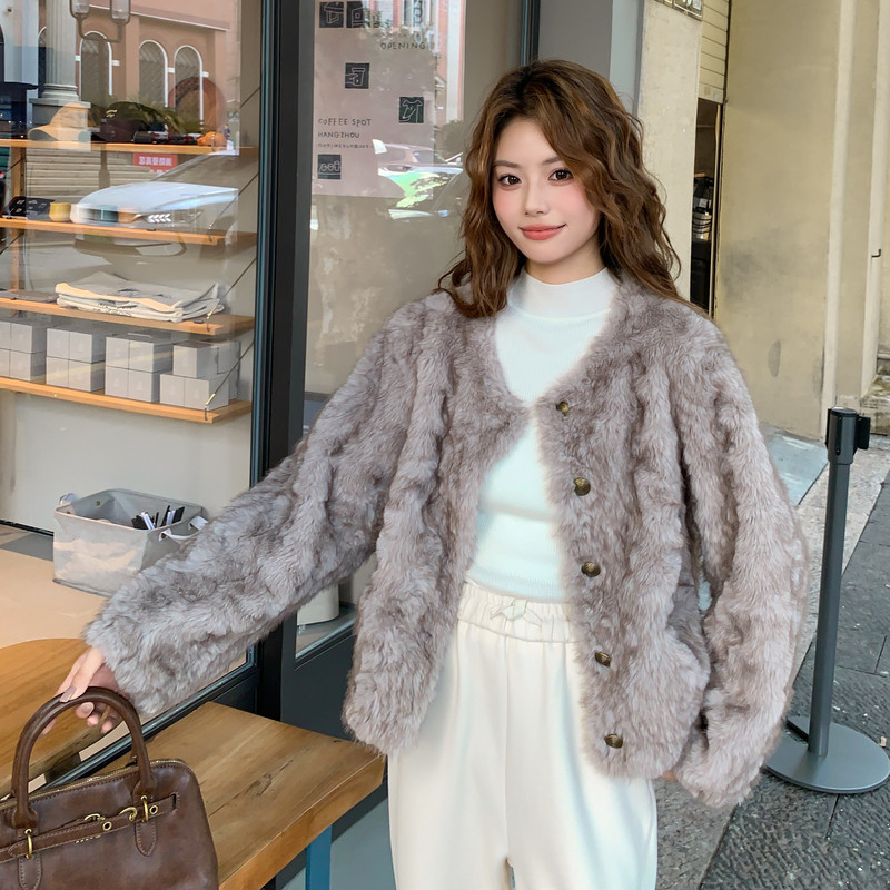 灰色皮毛一体外套女冬仿水貂毛皮草上衣毛毛2C353--709#P180K268,女装短外套,2C353