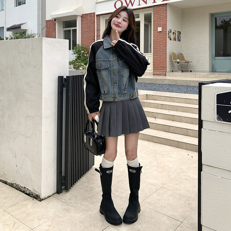 现货：秋装新款拼色牛仔上衣外套2C135-6803P155K228,女装短外套,2C135
