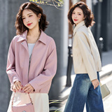 2026春季新款现货皮衣短外套简约大气清新日常通勤气质翻领，女装短外套，英标秀（1C119）