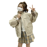 设计感两面穿夹克美式短款外套女2025秋季新款小个子宽松休闲百搭，女装短外套，2D035