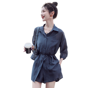 现货！2025新款套装女吊带三件套短裤防晒套装女短袖套裤女图片