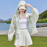 2025夏季新款防晒服短款印花连帽休闲薄款外套，女装防晒衣，2C290