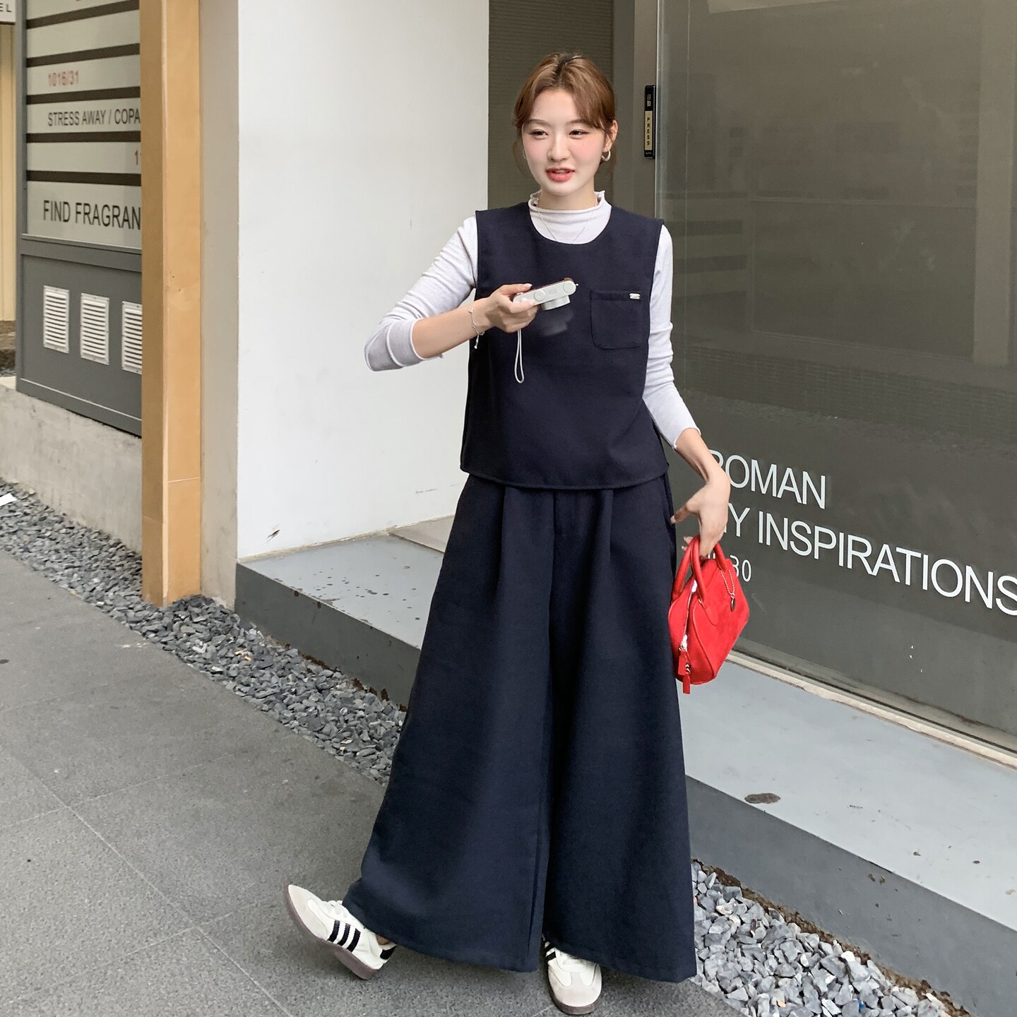 ：秋装新款针织T＋恤马甲阔腿裤三件套装2C135-8905P175K258,女装套装/套裙,2C135