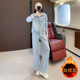 女秋冬季加绒休闲运动卫衣洋气两件套，女装套装/套裙，2C310